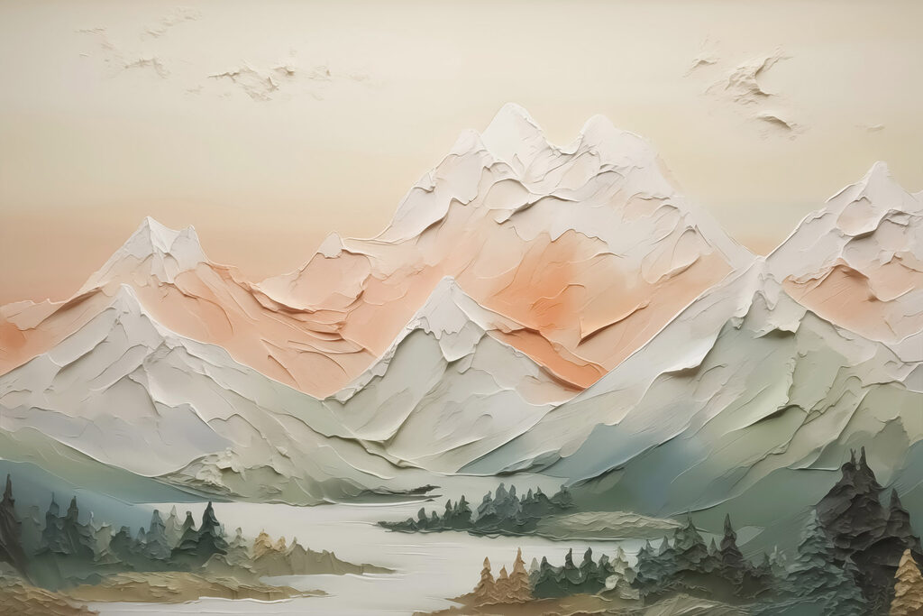 Painting of a mountain range Painting of a mountain range
