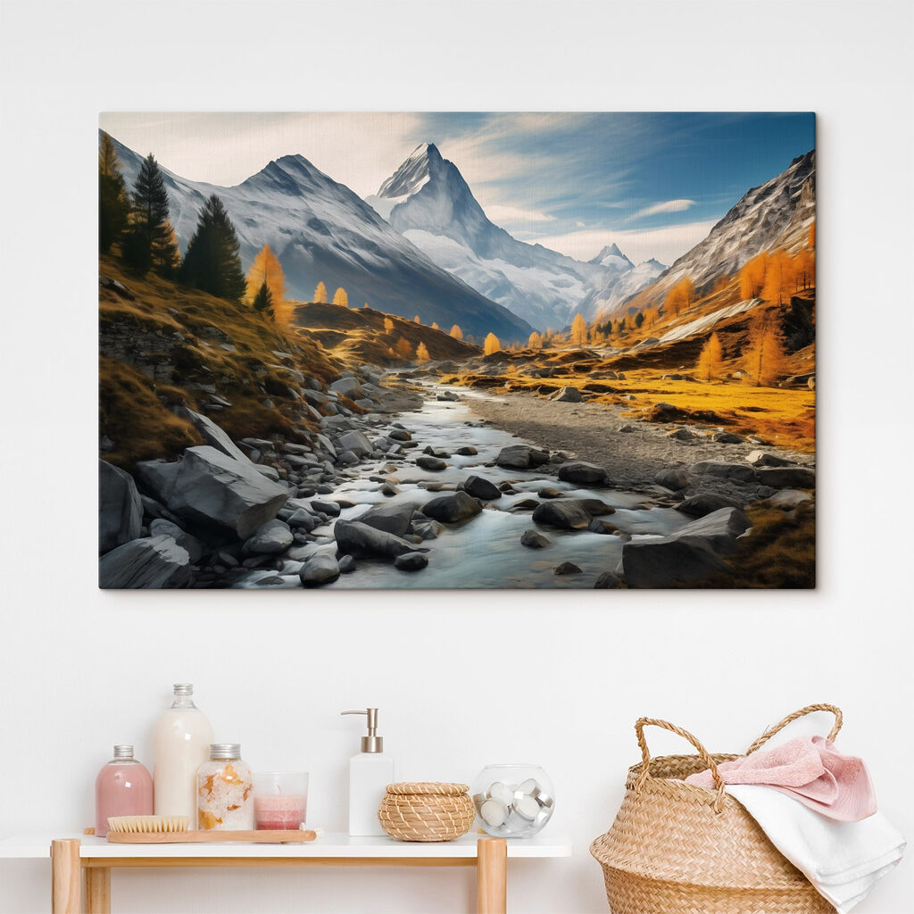 River running through a valley with mountains in the background River running through a valley with mountains in the background