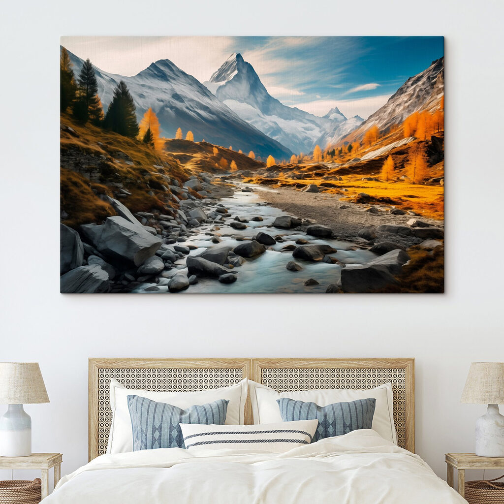River running through a valley with mountains in the background River running through a valley with mountains in the background