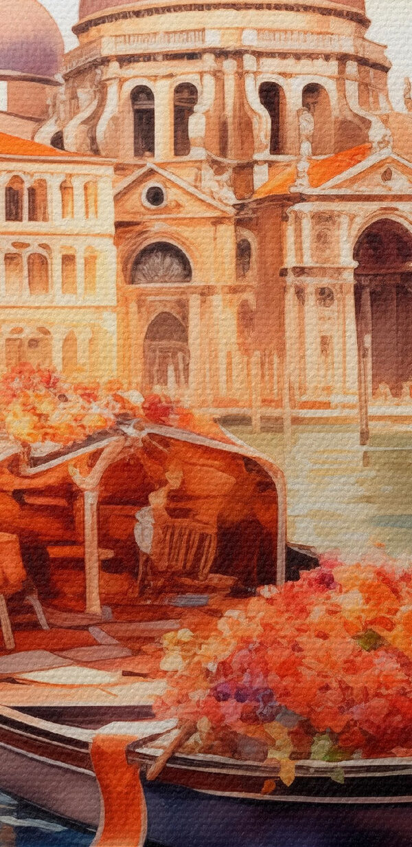 Gondola na wodzie z budynkiem w tle Gondola na wodzie z budynkiem w tle