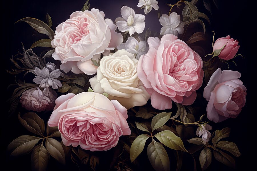 Group of pink and white roses Group of pink and white roses