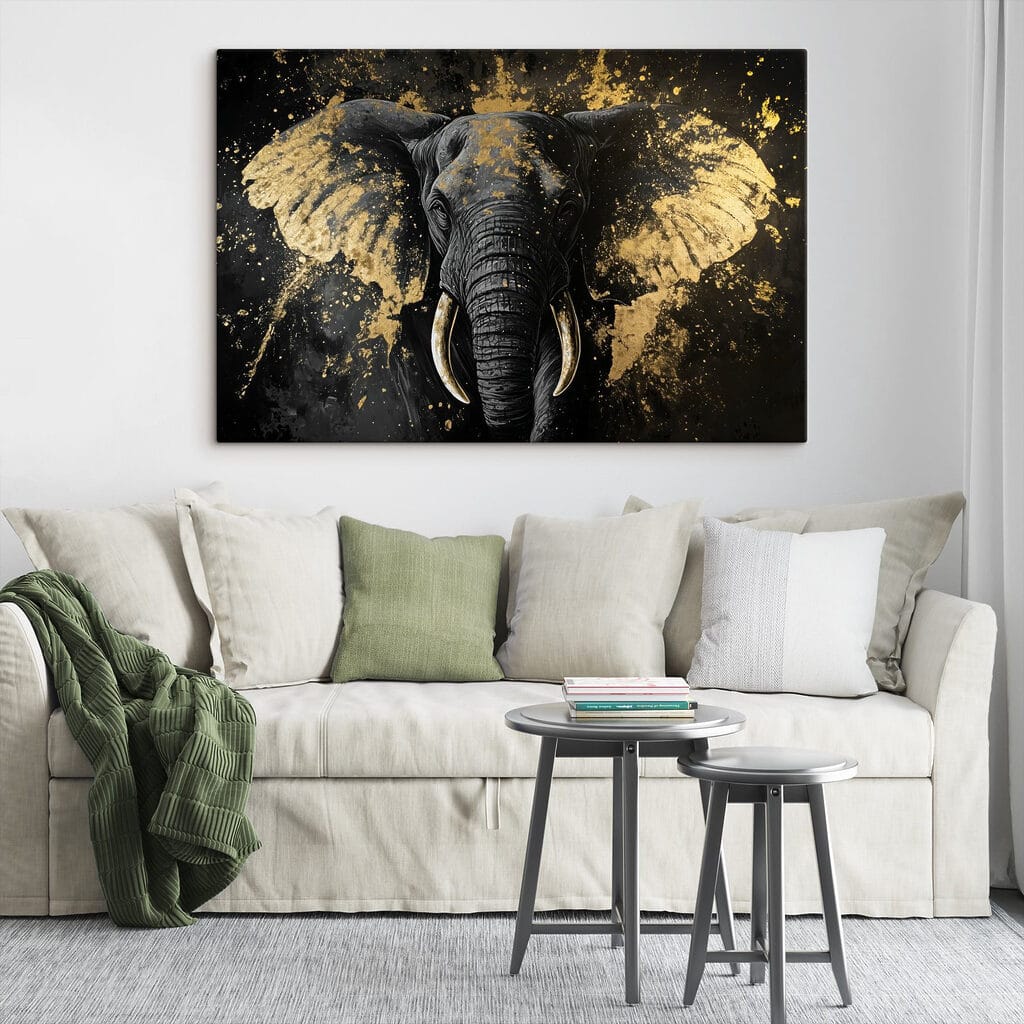 Majestic elephant portrait in art