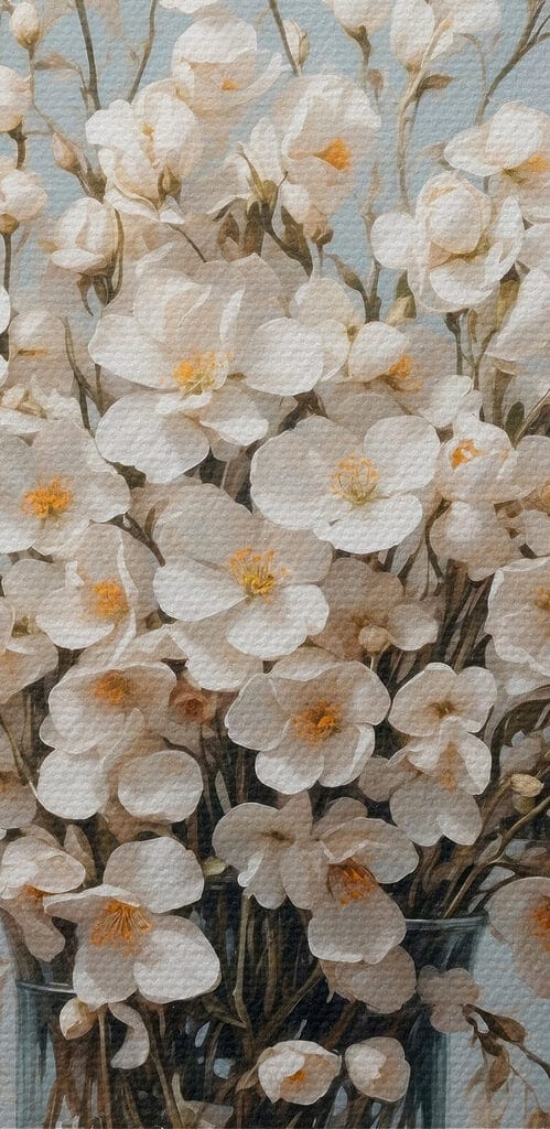 Vase of white flowers