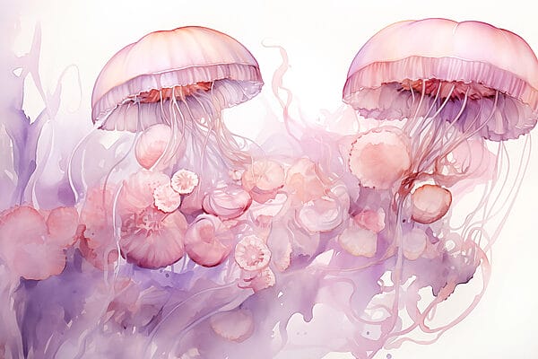 Group of jellyfishes in water Group of jellyfishes in water