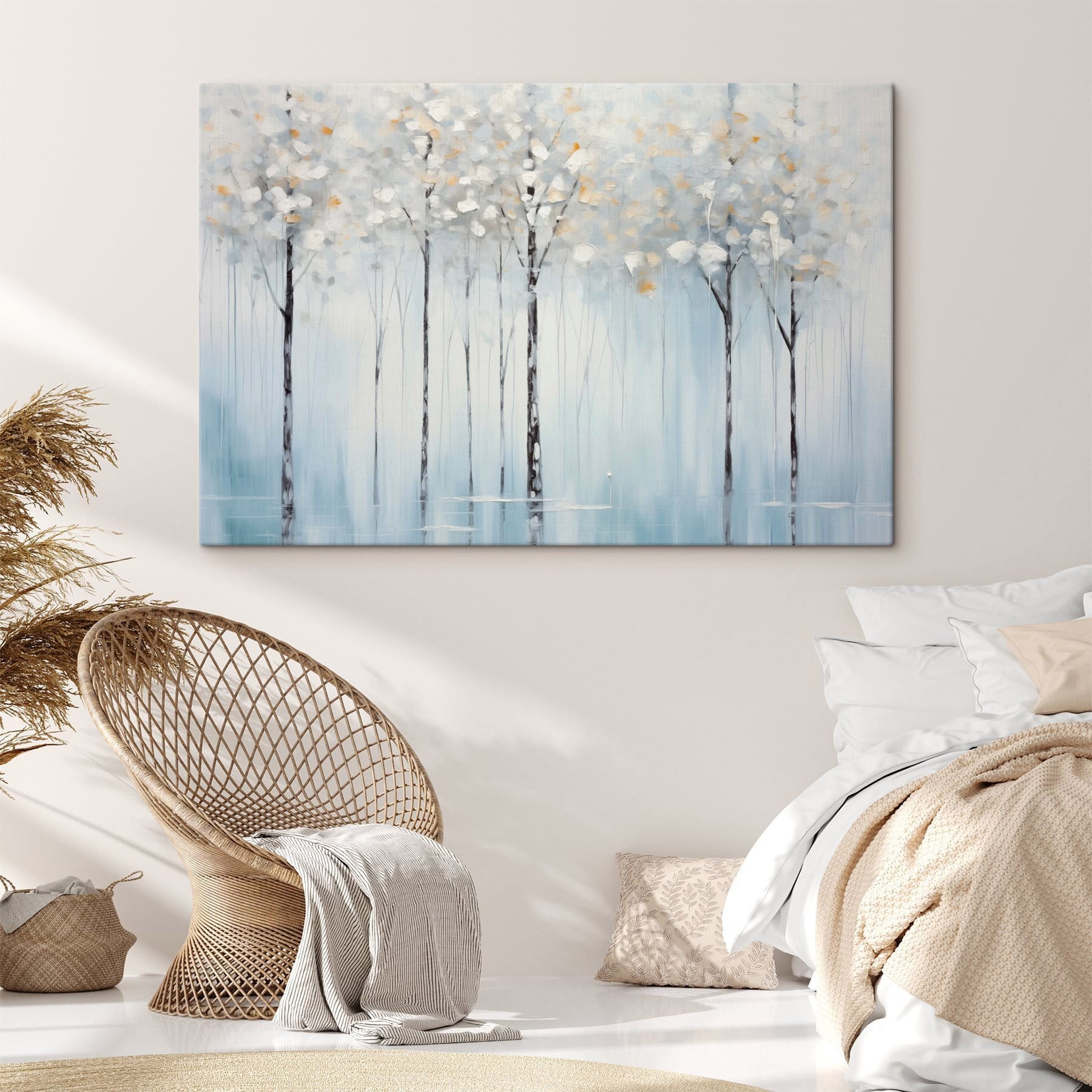 Painting of trees in a lake Painting of trees in a lake