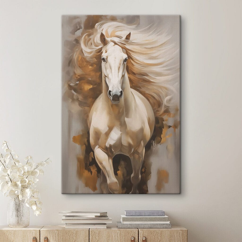 Painting of a horse with a long mane