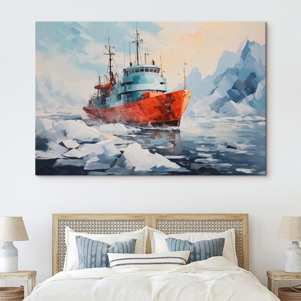 Painting of a ship in the water