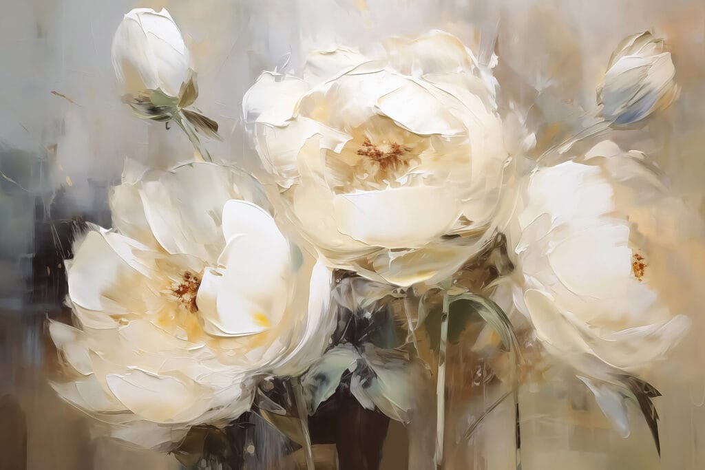 Painting of white flowers Painting of white flowers