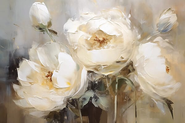 Painting of white flowers Painting of white flowers