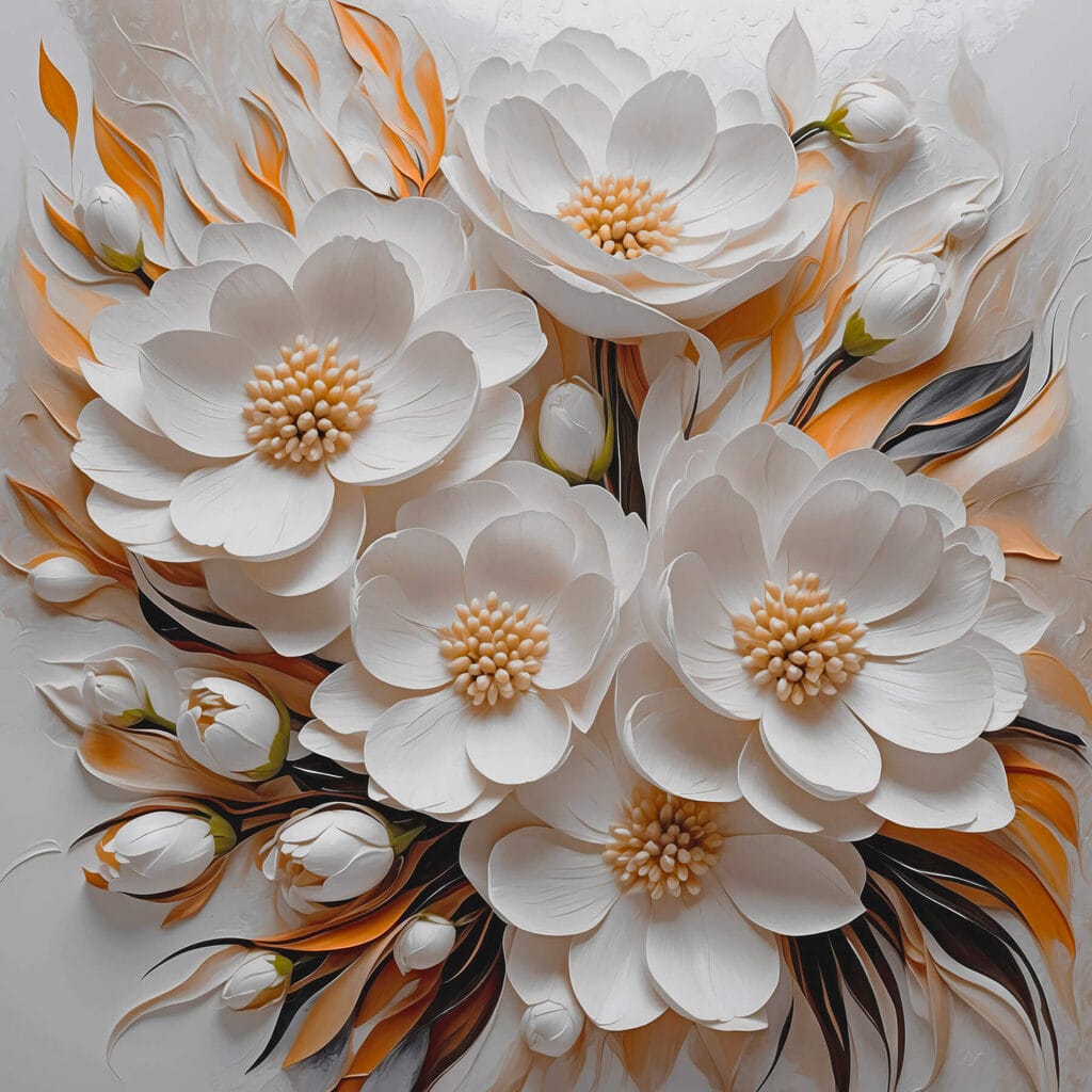 White flowers and leaves White flowers and leaves
