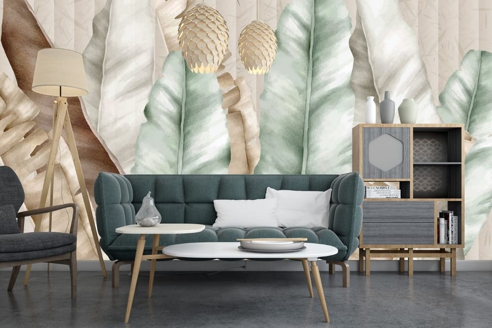 Textured leaves in soft pastel tones