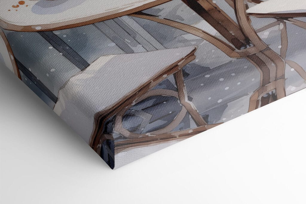 Table with coffee cups and croissants on it