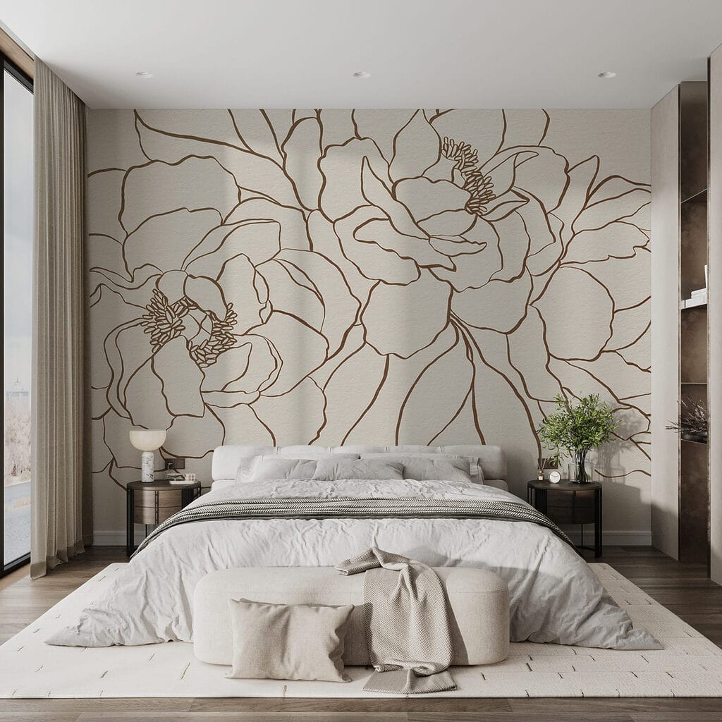Drawing of flowers on a white surface Drawing of flowers on a white surface