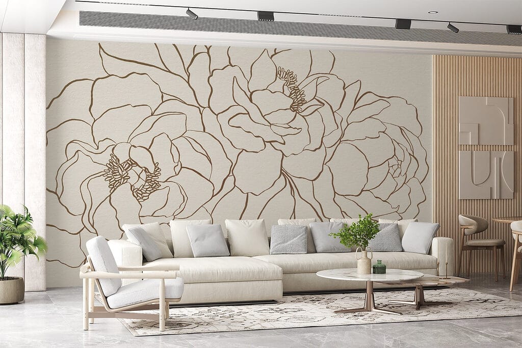 Drawing of flowers on a white surface Drawing of flowers on a white surface