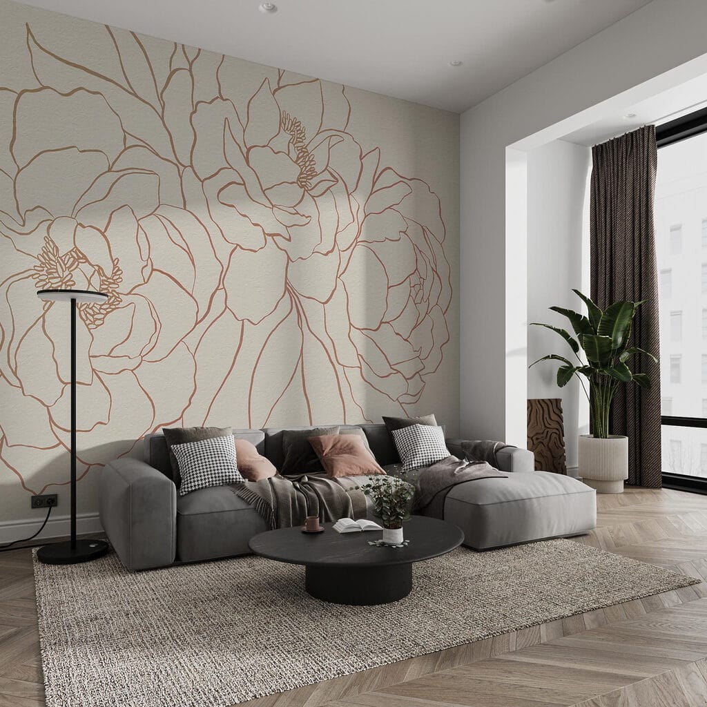 Drawing of flowers on a white surface