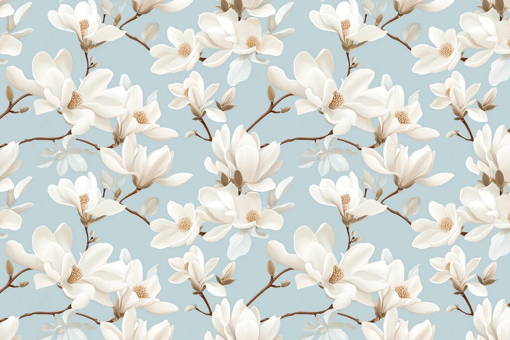 Wall murals Pattern of white flowers Wall murals Pattern of white flowers