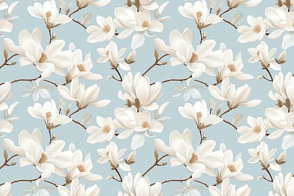 Wall murals Pattern of white flowers Wall murals Pattern of white flowers