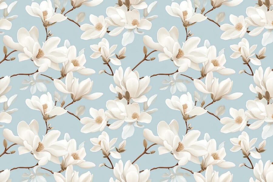 Wall murals Pattern of white flowers
