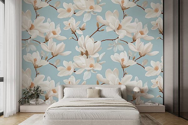 Wall murals Pattern of white flowers Wall murals Pattern of white flowers