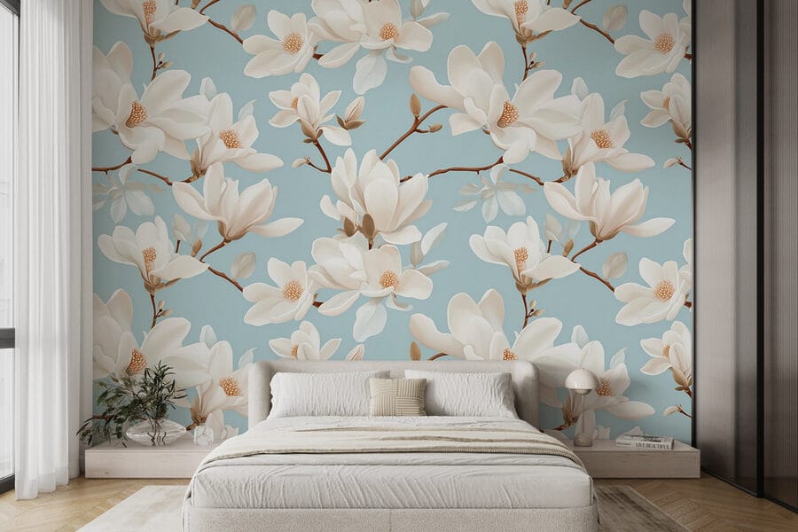 Wall murals Pattern of white flowers