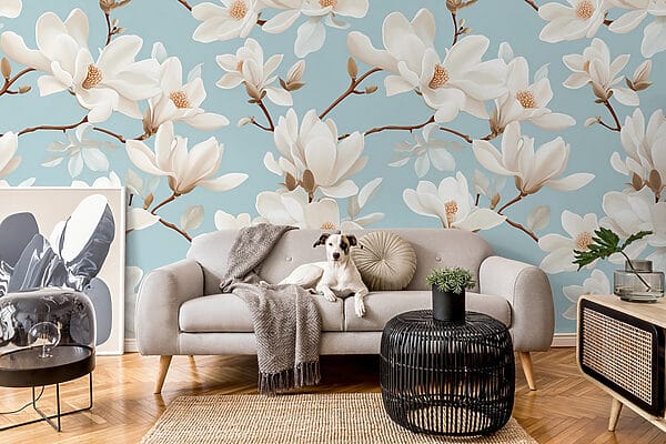 Wall murals Pattern of white flowers Wall murals Pattern of white flowers