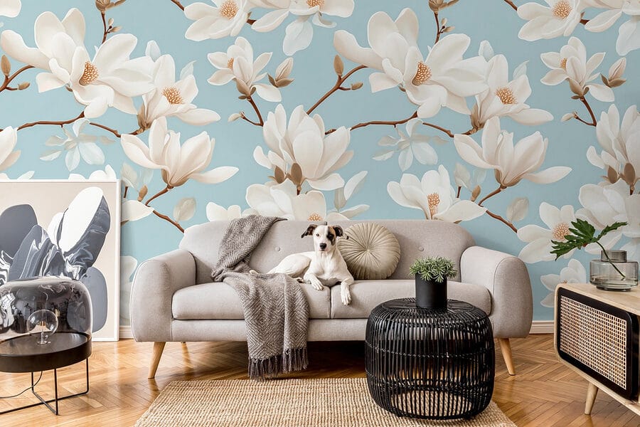 Wall murals Pattern of white flowers
