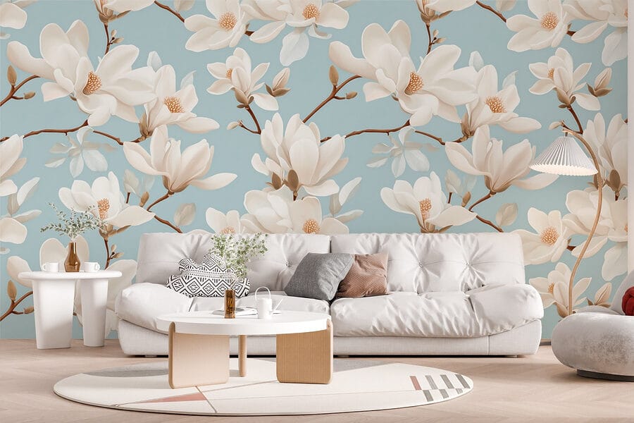 Wall murals Pattern of white flowers