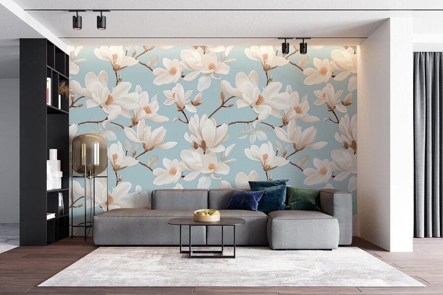 Wall murals Pattern of white flowers
