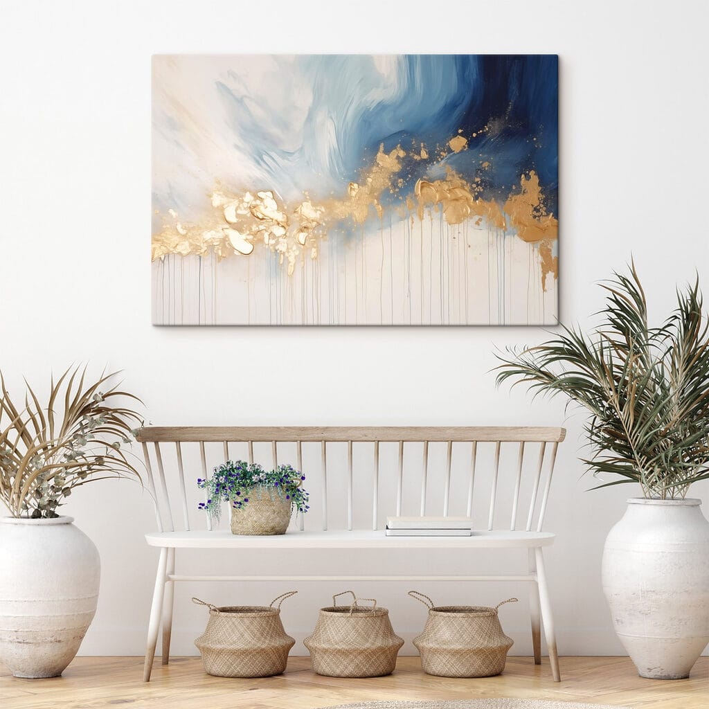 Abstract waves of blue and cream