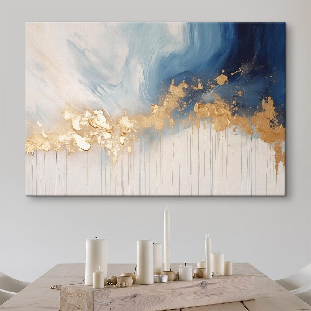 Abstract waves of blue and cream