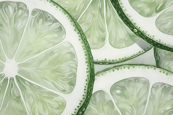 Świeże plasterki limonki pięknie ułożone Świeże plasterki limonki pięknie ułożone