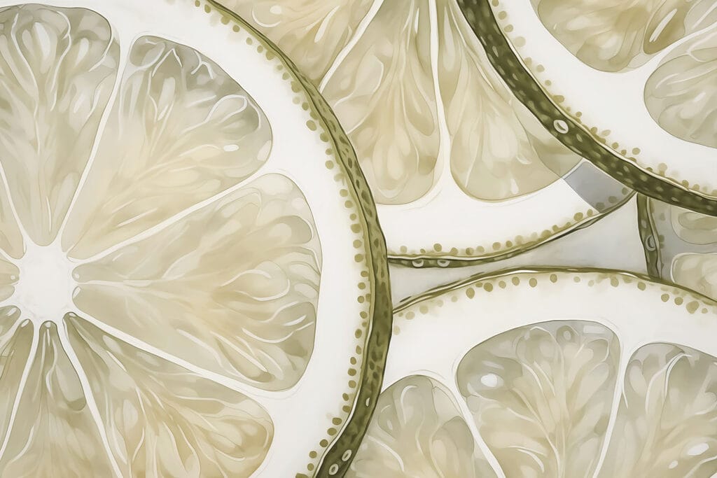Świeże plasterki cytryny ułożone jeden na drugim Świeże plasterki cytryny ułożone jeden na drugim