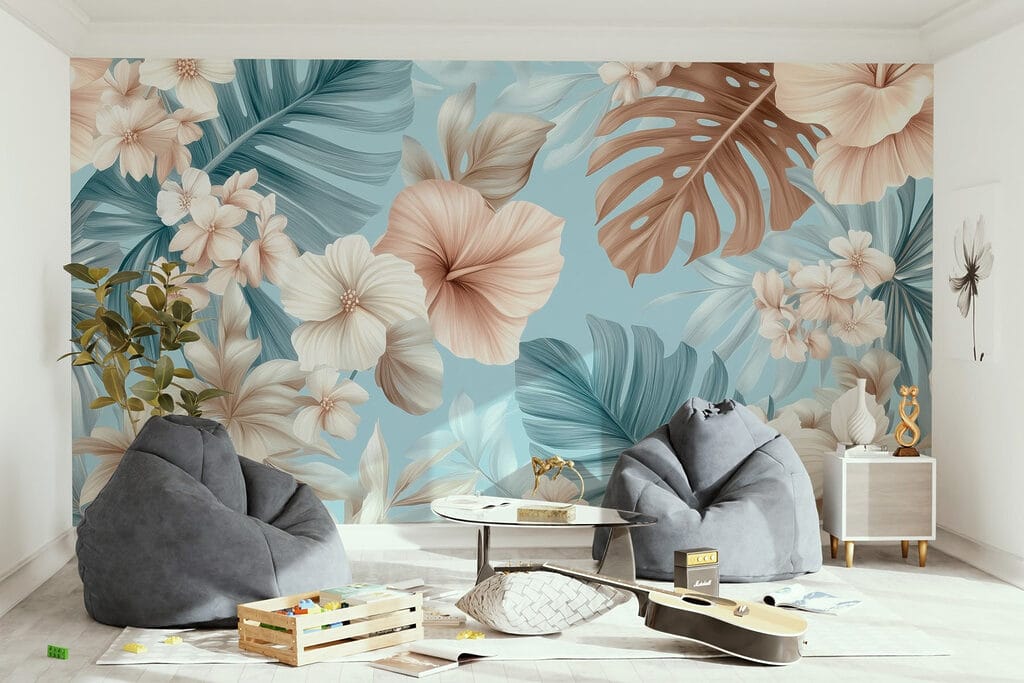 Floral pattern with white and brown flowers Floral pattern with white and brown flowers