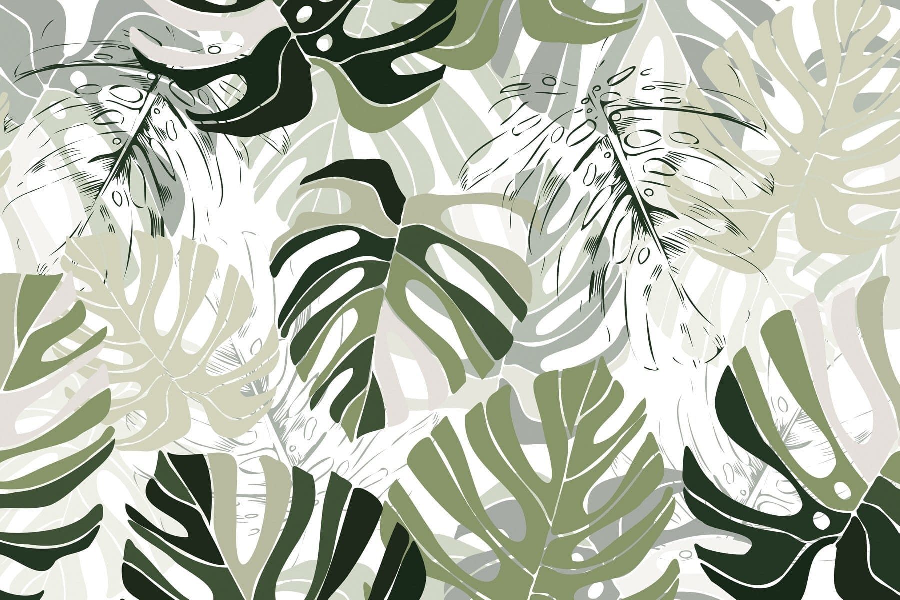 Pattern of leaves on a white background