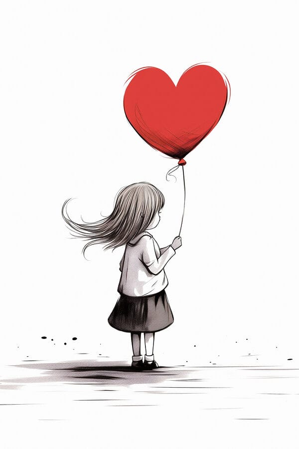 Dziewczyna trzymająca balon w kształcie serca Dziewczyna trzymająca balon w kształcie serca