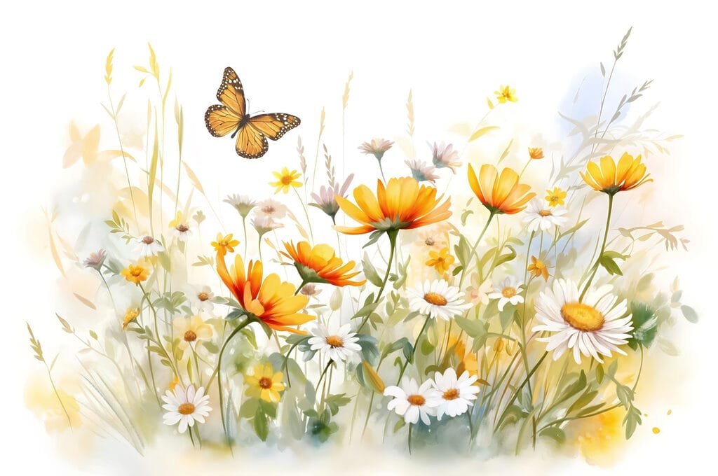 Motyl latający nad kwiatami Motyl latający nad kwiatami