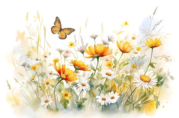Motyl latający nad kwiatami Motyl latający nad kwiatami