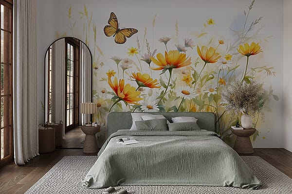 Motyl latający nad kwiatami Motyl latający nad kwiatami