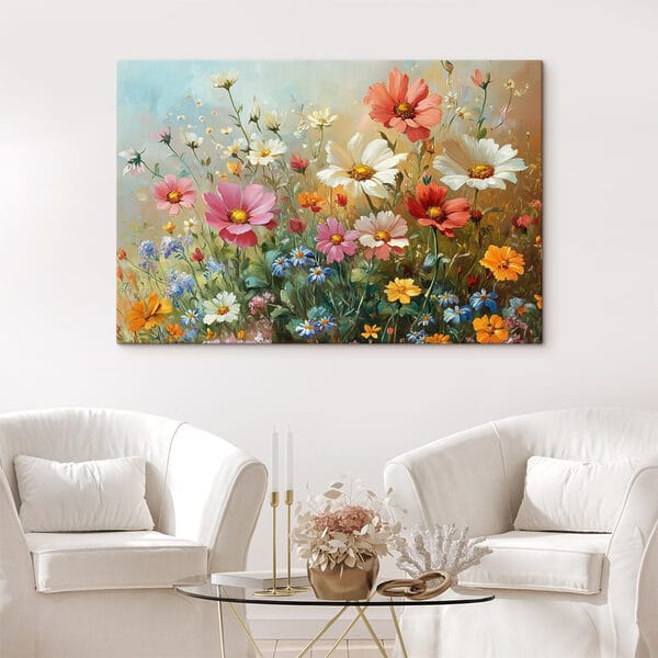 Painting of flowers in a field Painting of flowers in a field