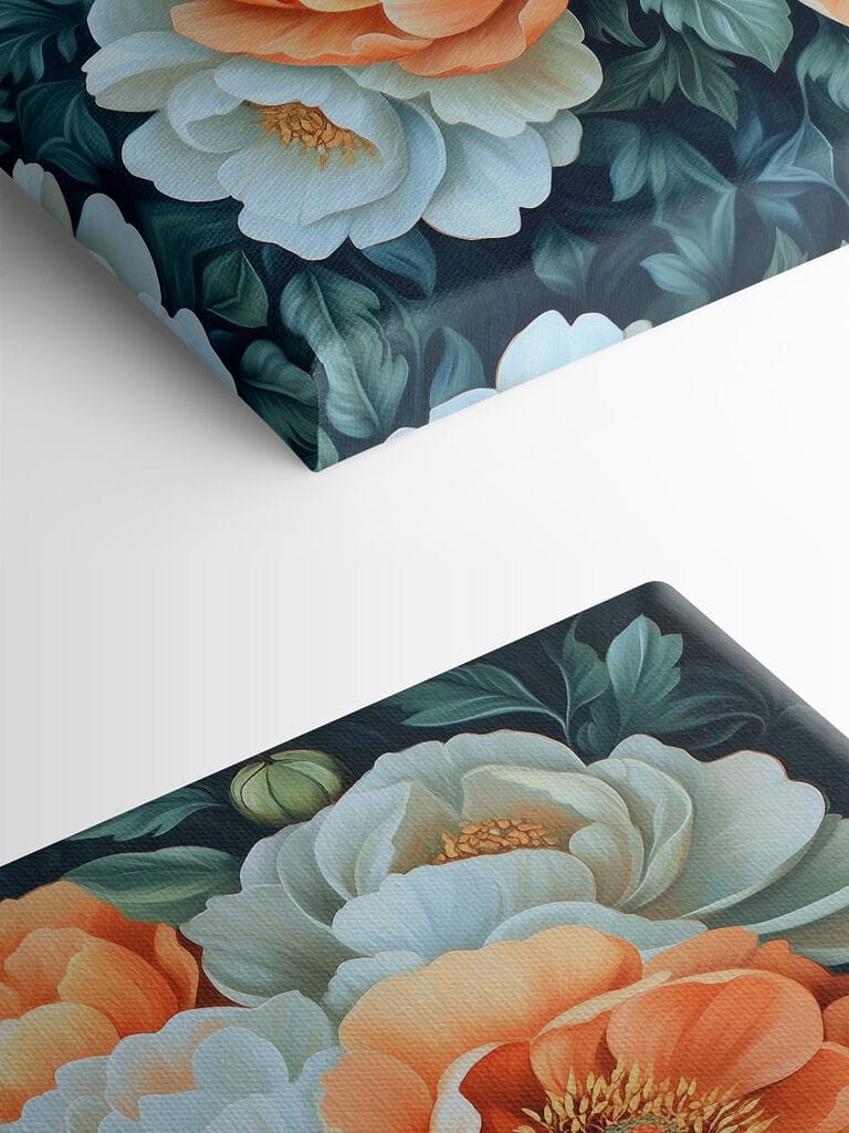 Painting of flowers on a blue background Painting of flowers on a blue background