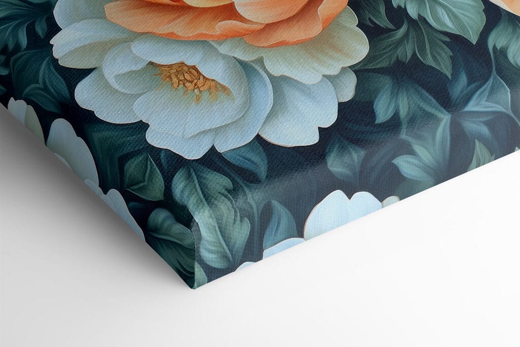 Painting of flowers on a blue background Painting of flowers on a blue background