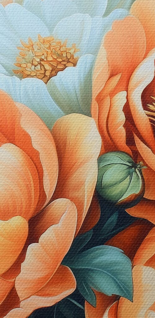 Painting of flowers on a blue background Painting of flowers on a blue background