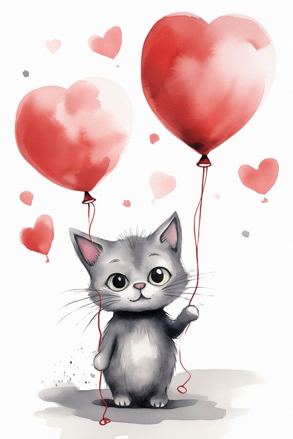 Kot trzymający balony Kot trzymający balony
