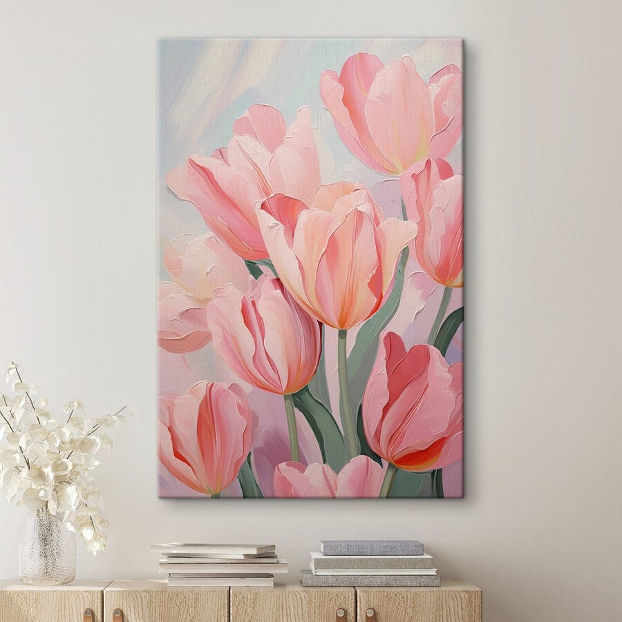 Delikatne różowe tulipany w rozkwicie