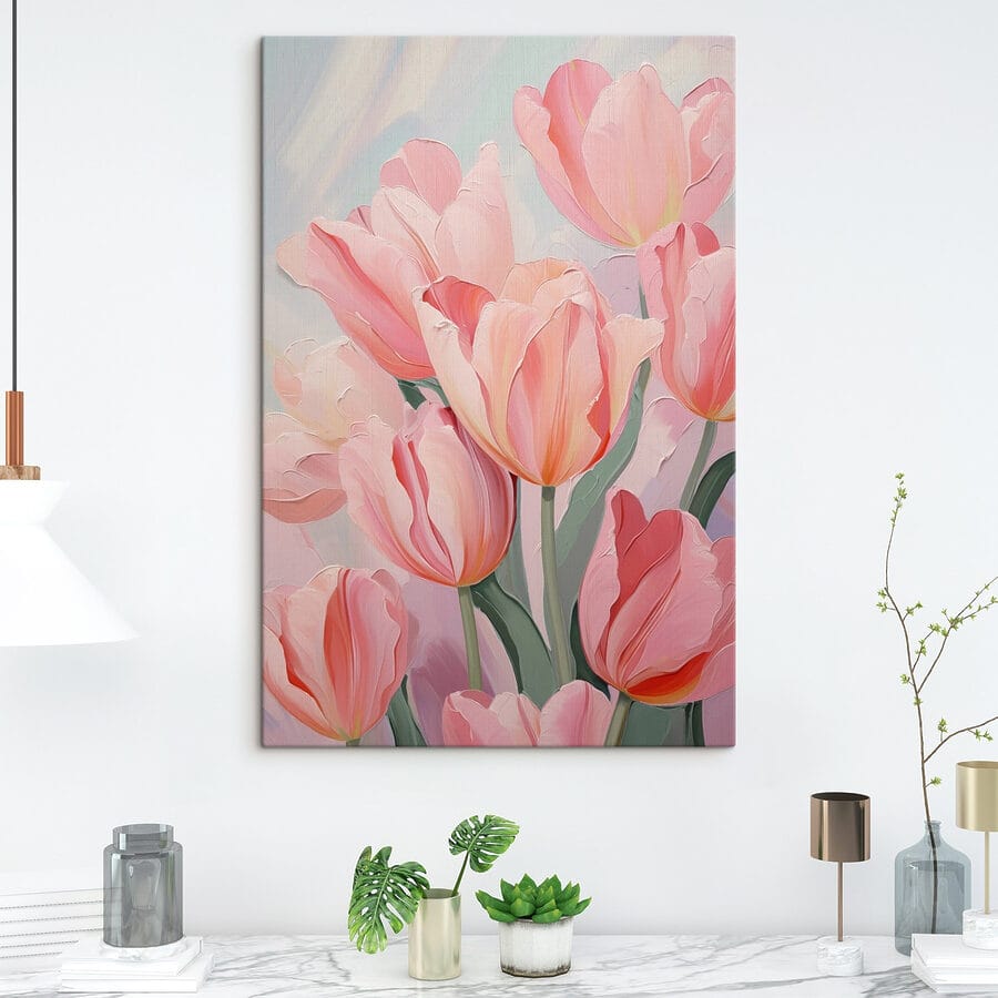 Delikatne różowe tulipany w rozkwicie