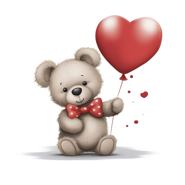 Miś trzymający balon w kształcie serca Miś trzymający balon w kształcie serca