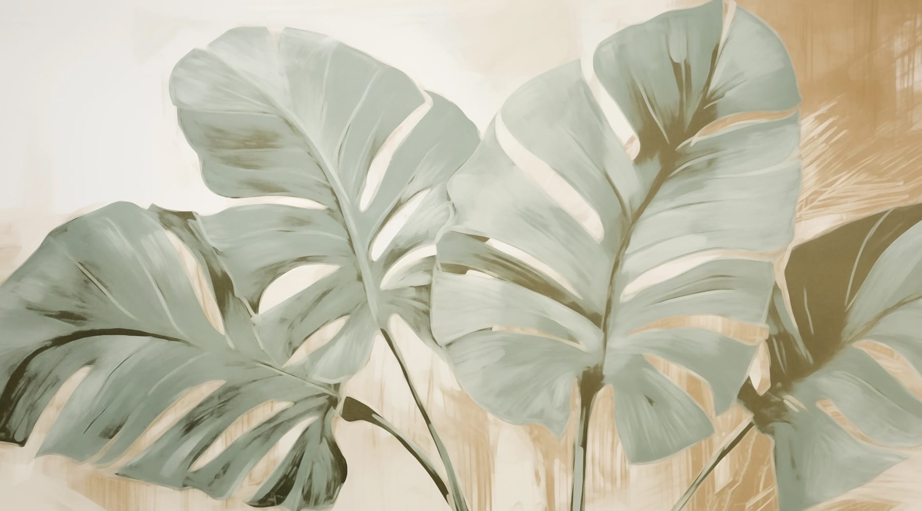 Painting of leaves on a wall