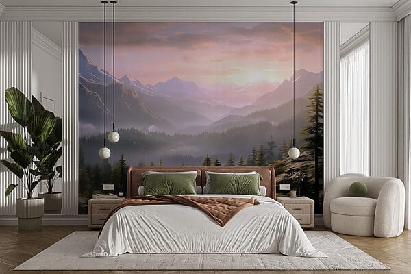 Landscape of mountains and trees