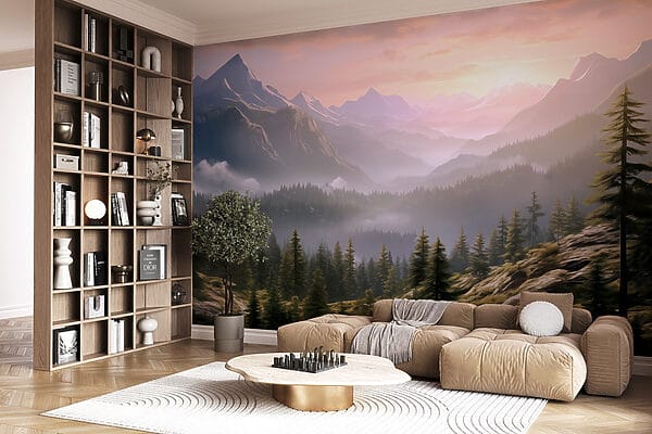 Landscape of mountains and trees