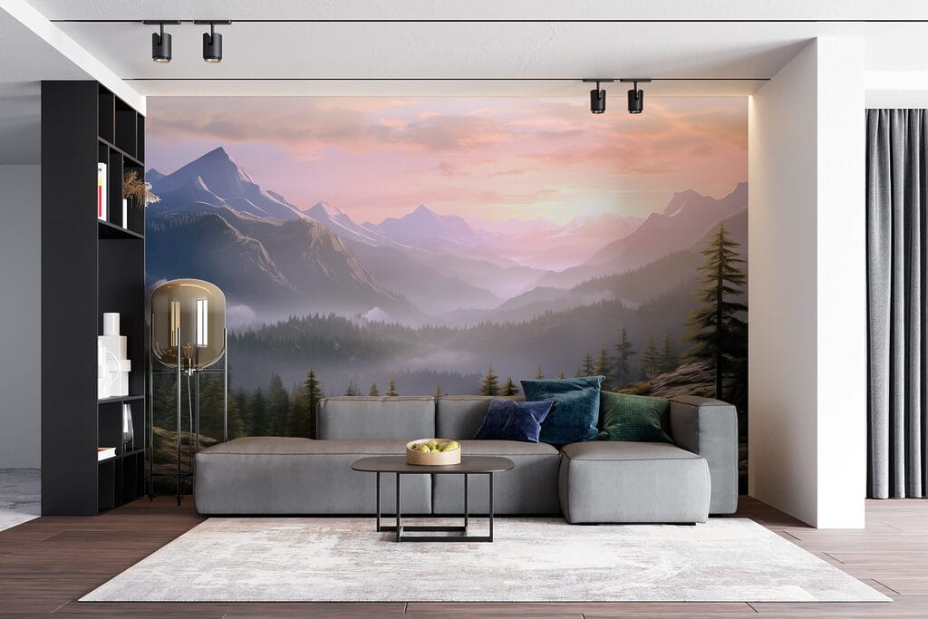 Landscape of mountains and trees